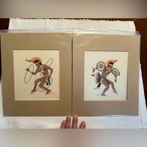 Native American Silk-Screened Prints (2) by Harrison Begay 6.5x 7” w/ 10x12” mat